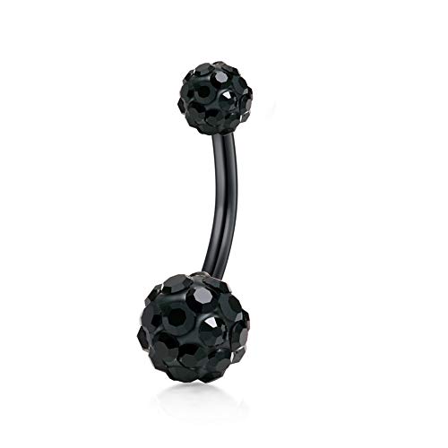 MODRSA 14G 10mm Piercing Ombligo Anillo Acero Inoxidable Acrílico Piercing Banana Curvados Barbell Vientre Ombligo Piercing Oreja Mujer Hombre 5 Piezas - Negro