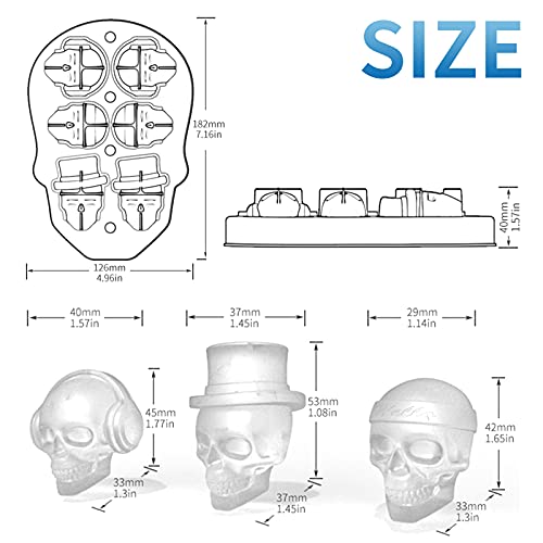 Molde para Cubitos de Hielo con Diseño de Xalavera Molde Hielo Calavera de Silicona con mini embudo Bandeja de Silicona de Color Negro Molde Calavera para Whisky Cócteles Cerveza y Zumos de Bebidas