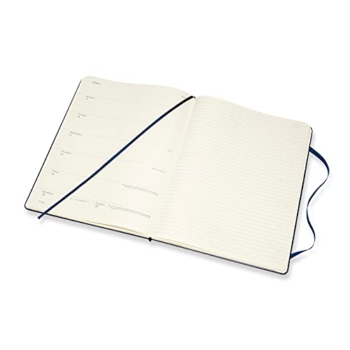 Moleskine - Agenda Semanal 2022, Agenda de 12 Meses con una Semana por Página, Tapa Dura, Tamaño XL de 19 x 25 cm, Color Azul Zafiro, 144 Páginas
