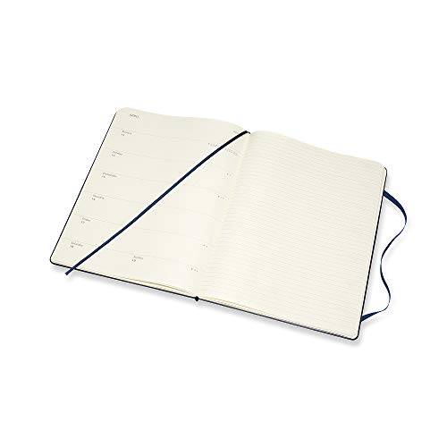 Moleskine - Agenda Semanal de 12 Meses 2020, Tamaño Extra Grande 19 x 25 cm, 144 Páginas, Azul Zafiro