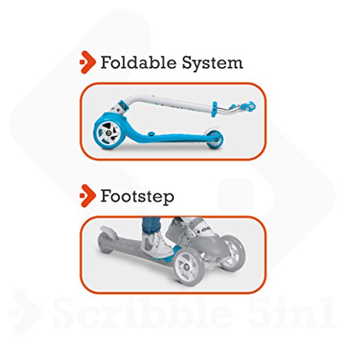 Mondo On&Go – Patinete para niños 5 en 1 – Patinete con Asiento, Pedales de Goma Blandos y Grandes Scooter de 3 Ruedas para niños – Edad de 1 a 5 años | Máximo 50 kg – Color Azul – 28572