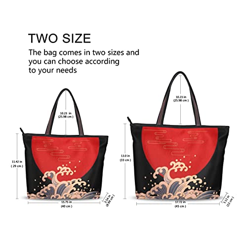 Monedero Compras Luz Peso Correa Nube japonesa Onda Grúa solar para Madre Mujeres Niñas Señoras Estudiante Tote Bolsa Bolsos Bolsos Bolsos