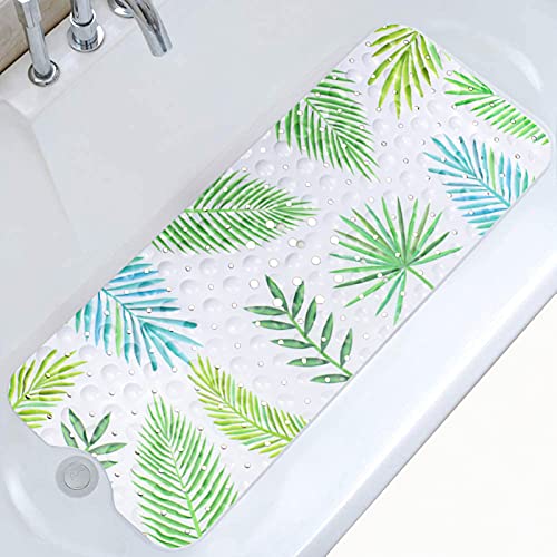 Moocuca Alfombrilla Antideslizante Bañera 100 x 40cm, Alfombra Baño Infantil con 200 Ventosas Fuertes, ​Motivos del Mundo Submarino Alfombrillas de Ducha para Bañera o Ducha (Hoja Verde)
