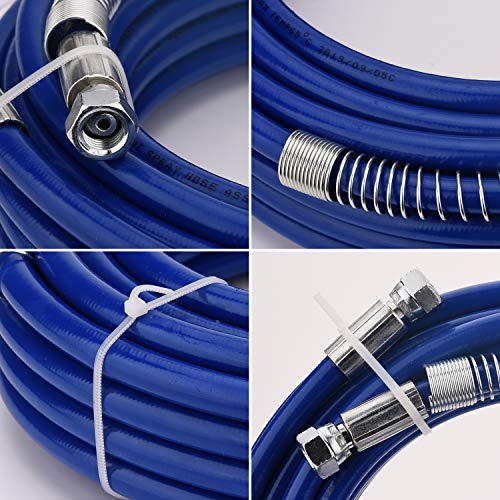 MOPEI Airless Pistola Pulverizadora y Manguera con poste de extensión de 8 ”, que incluye protector de boquilla y boquilla 517, 3600 PSI