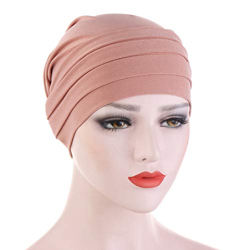 MoreChioce Sombrero de Quimioterapia de Verano,Mujer Sombrero de Noche,Turbante Arabe para la Cabeza,Sombrero Hijab para Cáncer Quimioterapia Chemo Oncológico,Pérdida de Cabello,Rosa claro