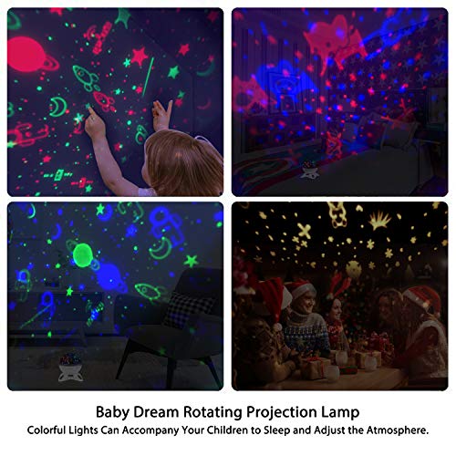 Moredig Lámpara Proyector Estrellas, 360° Rotación Músic Lampara con Temporizador led Pantalla y Control Remoto, 8 Modos Romántica luz de la Noche, Perfecto Regalo para Bebés, Negro