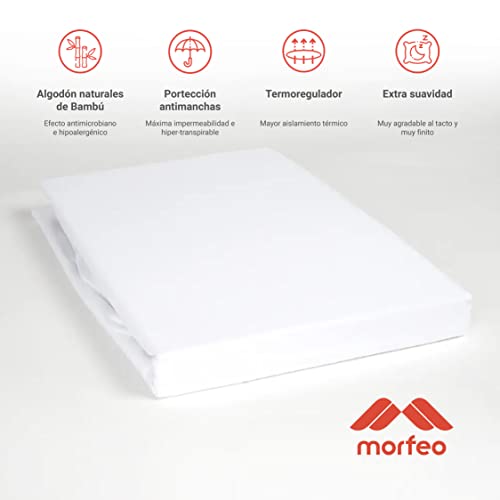 Morfeo - Protector de Colchón Impermeable Hipoalergénico de Bambú, Transpirable, Silencioso y Lavable para Cama de 105x190