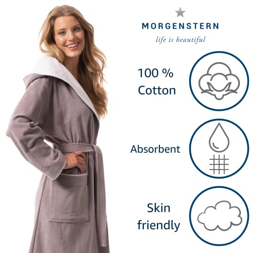 Morgenstern Albornoz de Baño Mujer Capucha Algodón Pardo M Albornoces Albornoz Mujer Baño