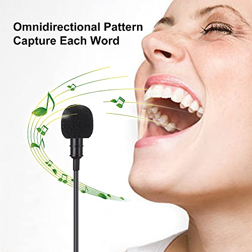 MOSOTECH Microfono Solapa, Omnidireccional Lavalier Microfono de Condensador con 2m (79") Cable de Extensión, Micro para Movil, Grabación Entrevista/Videoconferencia/Podcast/Dicción de Voz/Phone