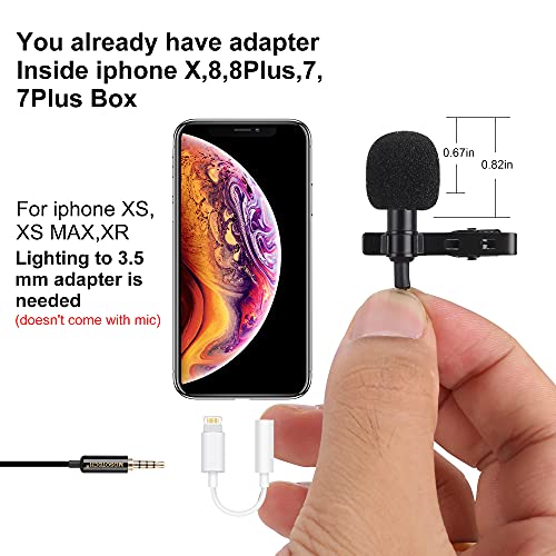 MOSOTECH Microfono Solapa, Omnidireccional Lavalier Microfono de Condensador con 2m (79") Cable de Extensión, Micro para Movil, Grabación Entrevista/Videoconferencia/Podcast/Dicción de Voz/Phone