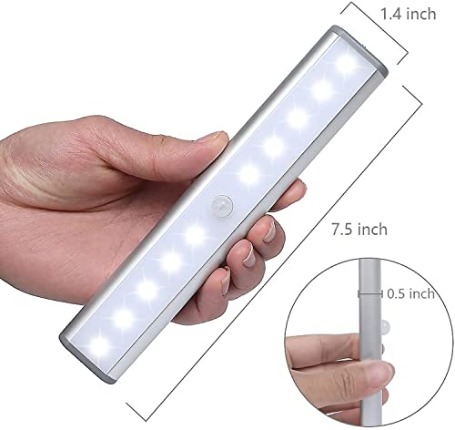 MOSTON 10 LED USB Recargable magnético Movimiento Sensor Luces nocturnas,Auto en/apagado Portátil Sin cable,palo en cualquier sitio para armario