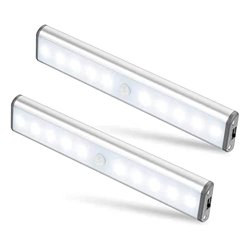 MOSTON 10 LED USB Recargable magnético Movimiento Sensor Luces nocturnas,Auto en/apagado Portátil Sin cable,palo en cualquier sitio para armario