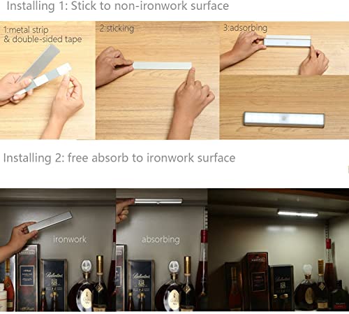 MOSTON 10 LED USB Recargable magnético Movimiento Sensor Luces nocturnas,Auto en/apagado Portátil Sin cable,palo en cualquier sitio para armario