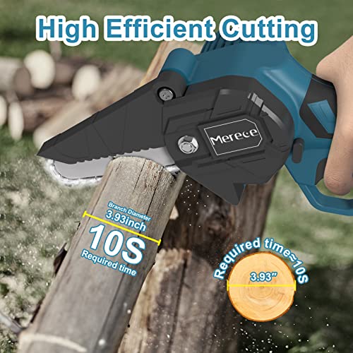 Motosierra Bateria, Mini Motosierra Eléctrica de 4 pulgadas 20v, Motosierra portátil sin cable para jardinería poda de árboles corte de madera, Batería y cargador incluidos
