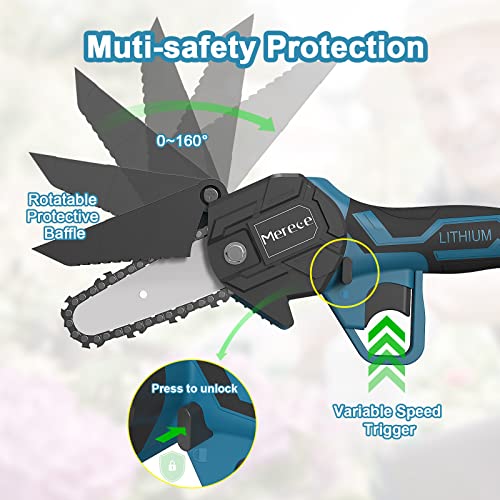 Motosierra Bateria, Mini Motosierra Eléctrica de 4 pulgadas 20v, Motosierra portátil sin cable para jardinería poda de árboles corte de madera, Batería y cargador incluidos