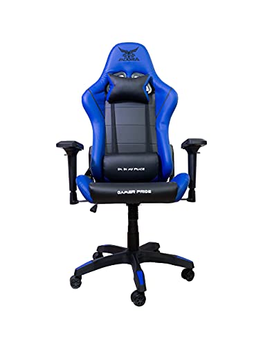 MOUBA Silla Gaming Silla Oficina Sillón Gamer Apoyabrazos 4D Diseño Ergonómico Función de Inclinación Soporta hasta 150 kg Colores (Azul-Negro) Amarillo roja Azul Blanca Purpura Lila (Azul)