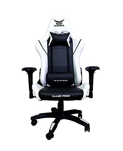 MOUBA Silla Gaming Silla Oficina Sillón Gamer Apoyabrazos 4D Diseño Ergonómico Función de Inclinación Soporta hasta 150 kg Colores (Blanco-Negro) Amarillo roja Azul Blanca Purpura Lila (Lila)