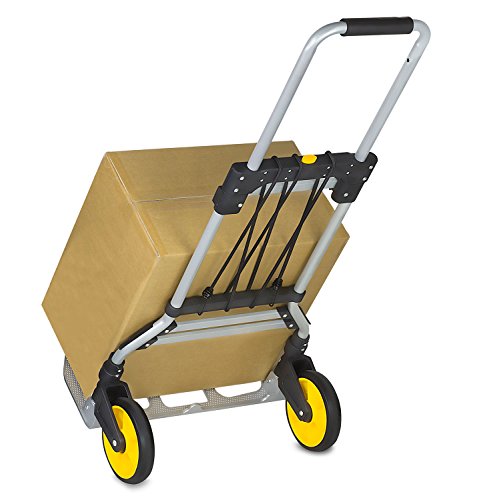 Mount-it! Carro de Mano y Plataforma rodante Plegable, 264 LB de Capacidad Carro de Equipaje de Servicio Pesado con asa telescópica y Ruedas de Goma, Plateado, Negro, Amarillo,