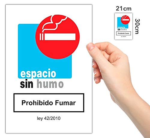 MovilCom® - Adhesivo TRANSPARENTE PROHIBIDO FUMAR ESPACIO SIN HUMO 200X300mm Señal prohibición (ref.RD46552)