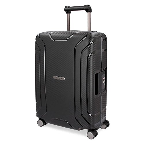 Movom Newport Maleta de cabina Negro 40x55x20 cms Rígida Polipropileno Cierre TSA 36L 3Kgs 4 Ruedas Dobles Equipaje de Mano