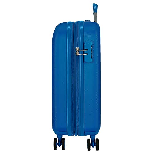 Movom Riga Maleta de Cabina Azul 40x55x20 cms Rígida ABS Cierre combinación 37L 3Kgs 4 Ruedas Dobles Extensible Equipaje de Mano