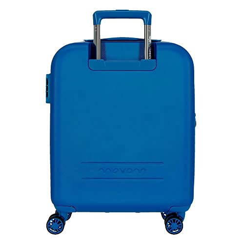 Movom Riga Maleta de Cabina Azul 40x55x20 cms Rígida ABS Cierre combinación 37L 3Kgs 4 Ruedas Dobles Extensible Equipaje de Mano