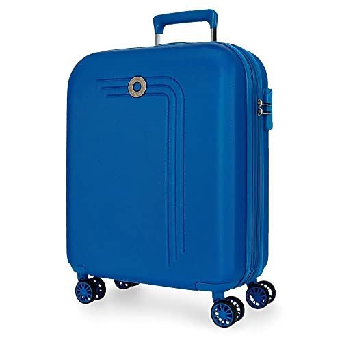 Movom Riga Maleta de Cabina Azul 40x55x20 cms Rígida ABS Cierre combinación 37L 3Kgs 4 Ruedas Dobles Extensible Equipaje de Mano