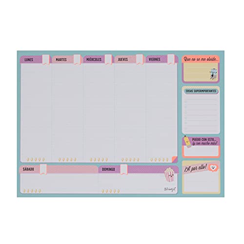 Mr Wonderful WOA11118ES Organizador semanal para lograr todo lo que te hace soñar, Multicolor