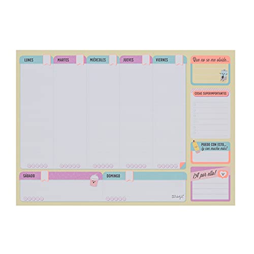 Mr Wonderful WOA11118ES Organizador semanal para lograr todo lo que te hace soñar, Multicolor