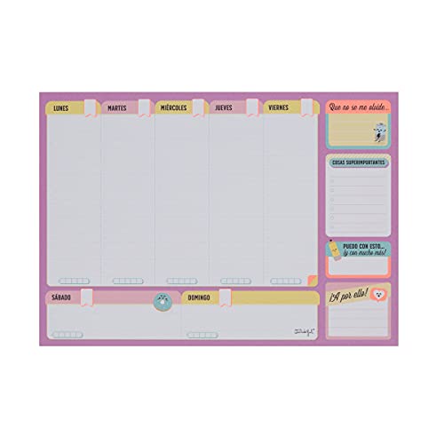 Mr Wonderful WOA11118ES Organizador semanal para lograr todo lo que te hace soñar, Multicolor