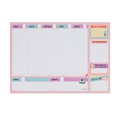 Mr Wonderful WOA11118ES Organizador semanal para lograr todo lo que te hace soñar, Multicolor