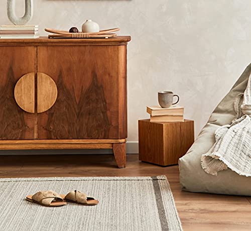 MS FACTORY Bloque de Roble de Madera Maciza - Cubo, Tronco de Madera - Mesa Auxiliar, Columna Decorativa, Soporte de Madera, Mesa de Madera, Base de Flores, Mesita de Noche - 25 x 25 x 25 cm