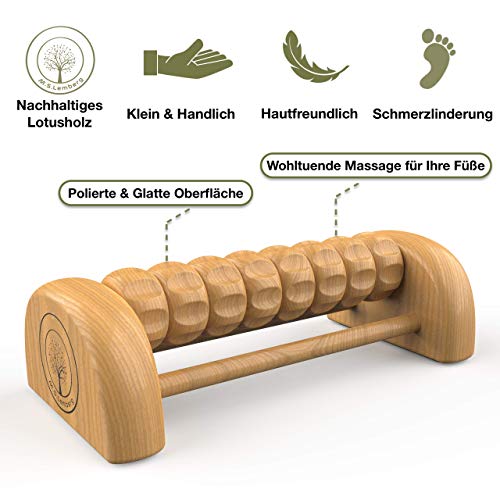 M.S.Lemberg Rodillo de masaje para pies de madera, agradable masaje de pies: contra espolones calcáneos, fascitis plantar, reflexología del pie, rodillo de masaje para pies, masajeador de pies