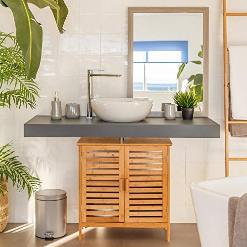 Mueble bajo Lavabo nórdico marrón de bambú para Cuarto de baño Basic - LOLAhome