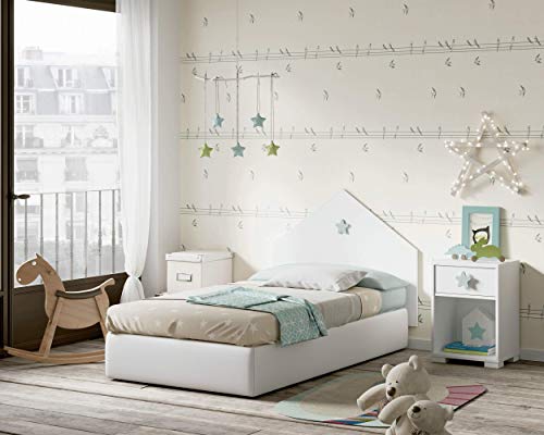 Muebles Pitarch Sweet Mesita, Aglomerado de Partículas y Melamina de Alta Densidad, Blanco Atlas/Estrella Gris, 56 x 40 x 33 cm
