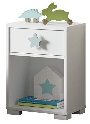 Muebles Pitarch Sweet Mesita, Aglomerado de Partículas y Melamina de Alta Densidad, Blanco Atlas/Estrella Gris, 56 x 40 x 33 cm