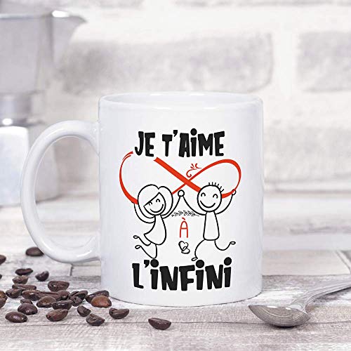 Mugffins Mug/Tasse Saint Valentin (Je t'aime) - Je t'aime à l'infini - Idées Cadeaux Romantique pour Amoureux/Petits Amis/Copains