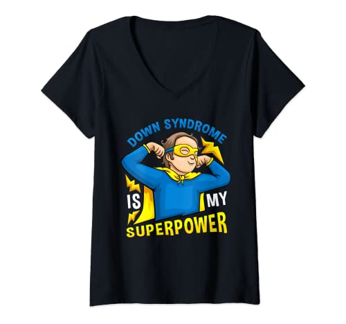 Mujer Conciencia del Día del Síndrome de Down de My Superpower para niños y niñas Camiseta Cuello V