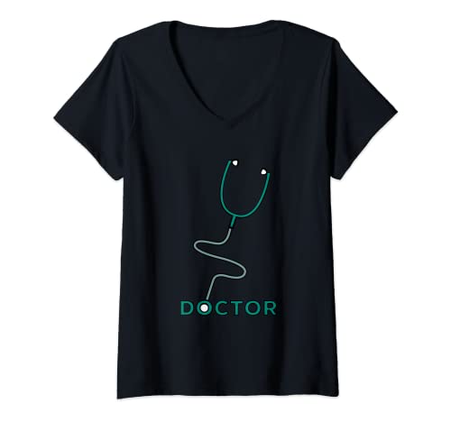 Mujer Doctor - Dibujo del fonendoscopio del estetoscopio - Hospital Camiseta Cuello V