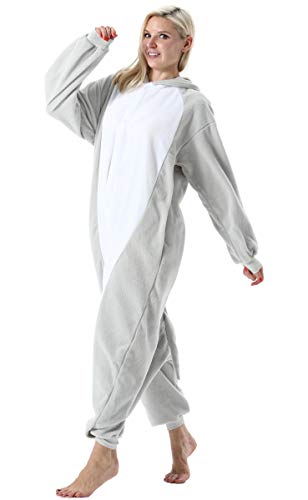 Mujer Hombre Pijama Animal Entero Unisex para Adultos con Capucha Cosplay Pyjamas Ropa de Dormir Traje de Disfraz para Festival de Carnaval Halloween Navidad Gris Elefante para Altura 148-187cm