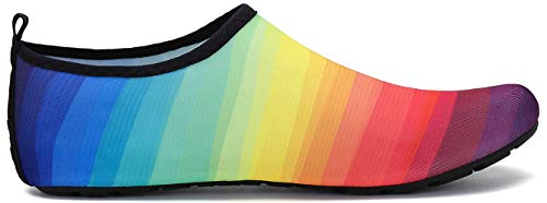 Mujer Hombre Zapatos de Agua para Buceo Snorkel Surf Piscina Playa Yoga Deportes Acuáticos,14 Arcoiris,36/37