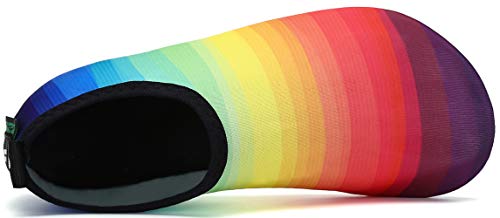 Mujer Hombre Zapatos de Agua para Buceo Snorkel Surf Piscina Playa Yoga Deportes Acuáticos,14 Arcoiris,36/37