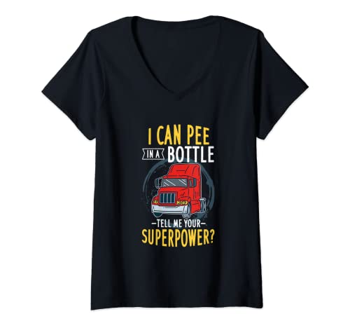 Mujer Puedo orinar en una botella decirme tu superpoder? Camiseta Cuello V