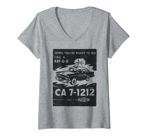 Mujer Radio Car / Vintage Taxi / Film Noir Style / Old Hollywood Camiseta Cuello V