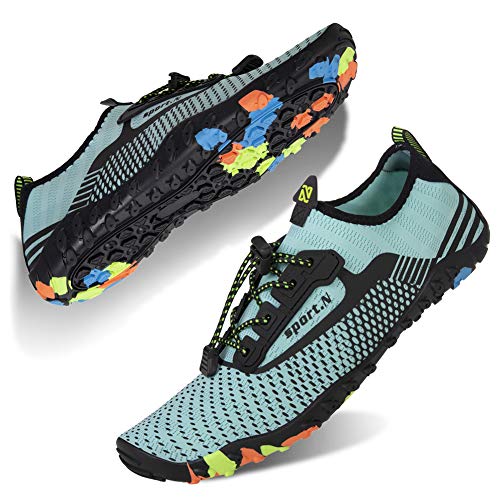 Mujer Zapatos de Agua Hombre Buceo Snorkel Escarpines de Surf Playa Natación Deportes acuáticos(244-Verde,42EU)