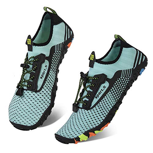 Mujer Zapatos de Agua Hombre Buceo Snorkel Escarpines de Surf Playa Natación Deportes acuáticos(244-Verde,42EU)