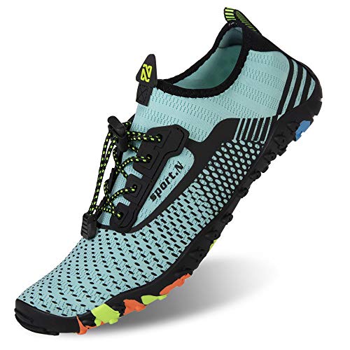 Mujer Zapatos de Agua Hombre Buceo Snorkel Escarpines de Surf Playa Natación Deportes acuáticos(244-Verde,42EU)