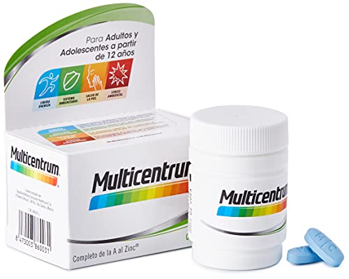 Multicentrum Complemento Alimenticio Multivitaminas con 13 Vitaminas y 11 Minerales, Sin Gluten, para Adultos y Adolescentes a Partir de 12 Años, 30 Comprimidos