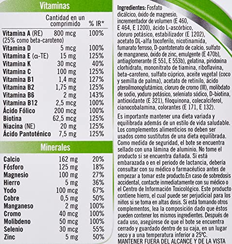Multicentrum Complemento Alimenticio Multivitaminas con 13 Vitaminas y 11 Minerales, Sin Gluten, para Adultos y Adolescentes a Partir de 12 Años, 30 Comprimidos