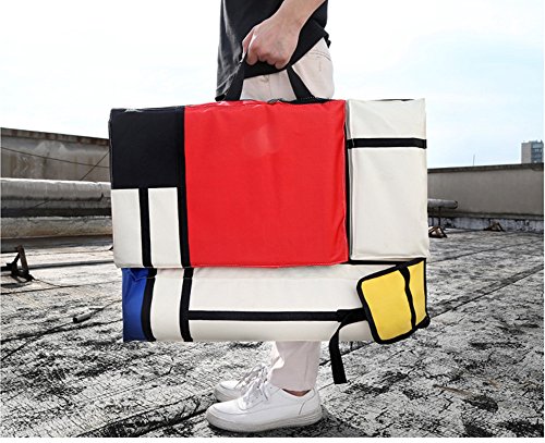 Multifunción bolsas de bocetos, A2/4K tablero de dibujo bolsa impermeable portátil arte mochila Splice rejilla patrón,Mochila/cartera para portafolio de artista (Red roja)